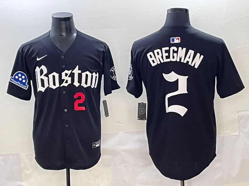 Men 2025 Boston Red Sox #2 Bregman Black Five generations Joint Name Nike MLB Jersey style 3